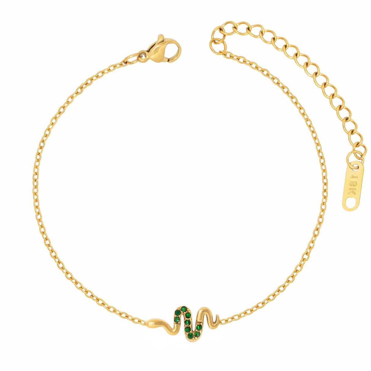 BohoMoon Stainless Steel Purpose Snake Bracelet Gold / Green