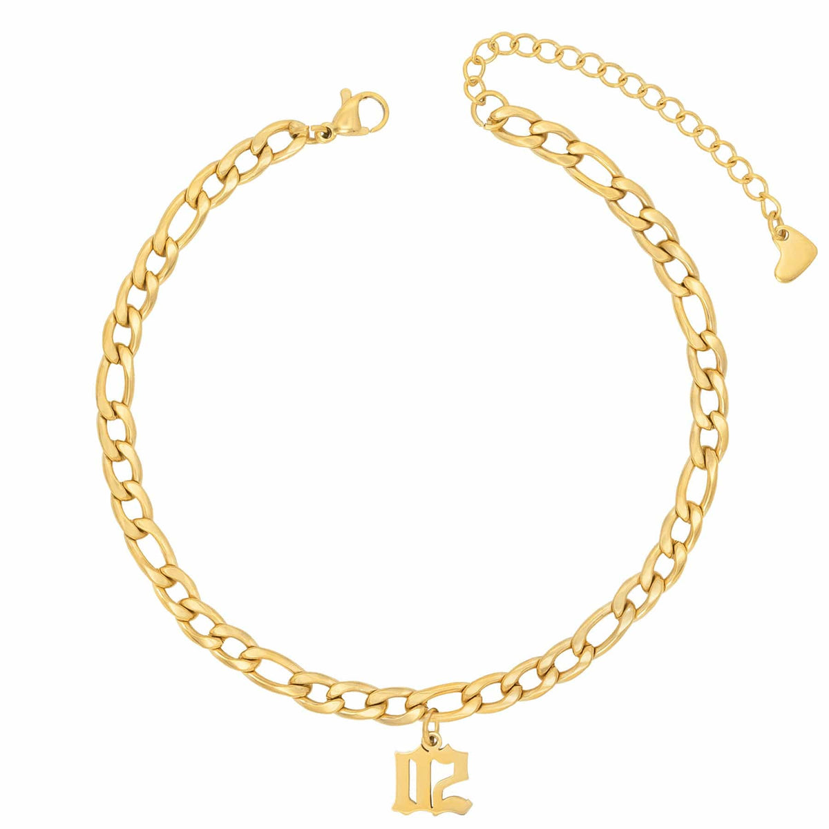 BohoMoon Stainless Steel Sequence Figaro Year Anklet Gold / 91