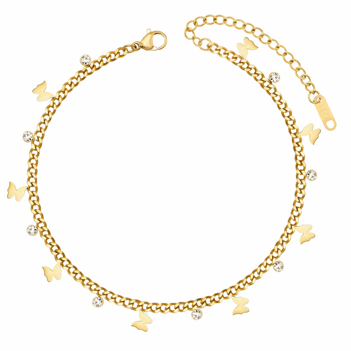 BohoMoon Stainless Steel Candice Butterfly Anklet Gold