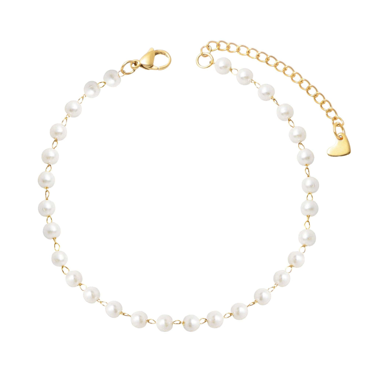 BohoMoon Stainless Steel Enchanted Pearl Anklet Gold