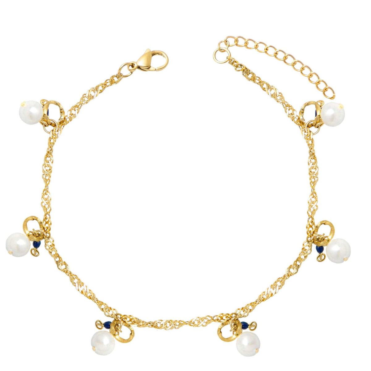BohoMoon Stainless Steel Audrina Pearl Anklet Gold