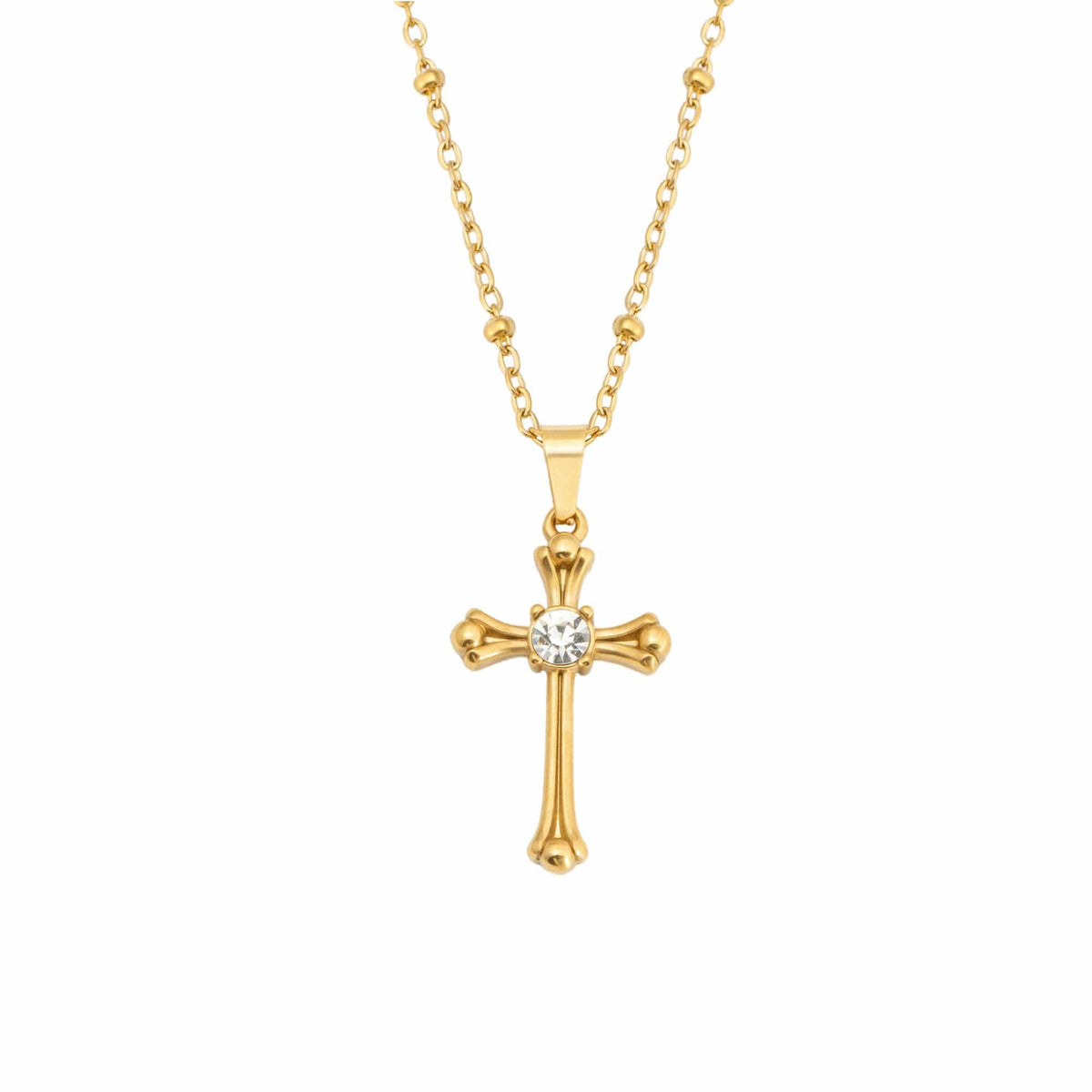 BohoMoon Stainless Steel Antonella Cross Necklace Gold