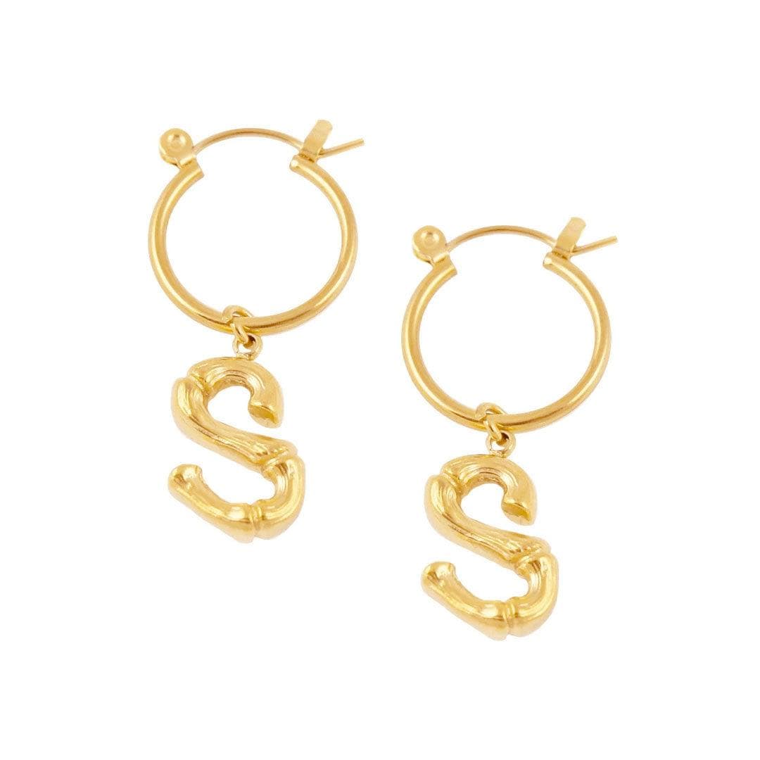 BOHOMOON Stainless Steel Bamboo Initial Earrings Gold / A