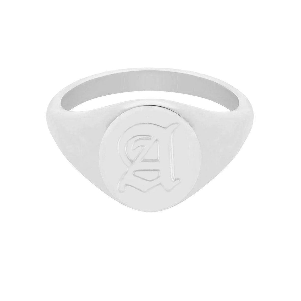 BOHOMOON Stainless Steel Dolce Initial Signet Ring Silver A / US 6 / UK L / EUR 51 (small)