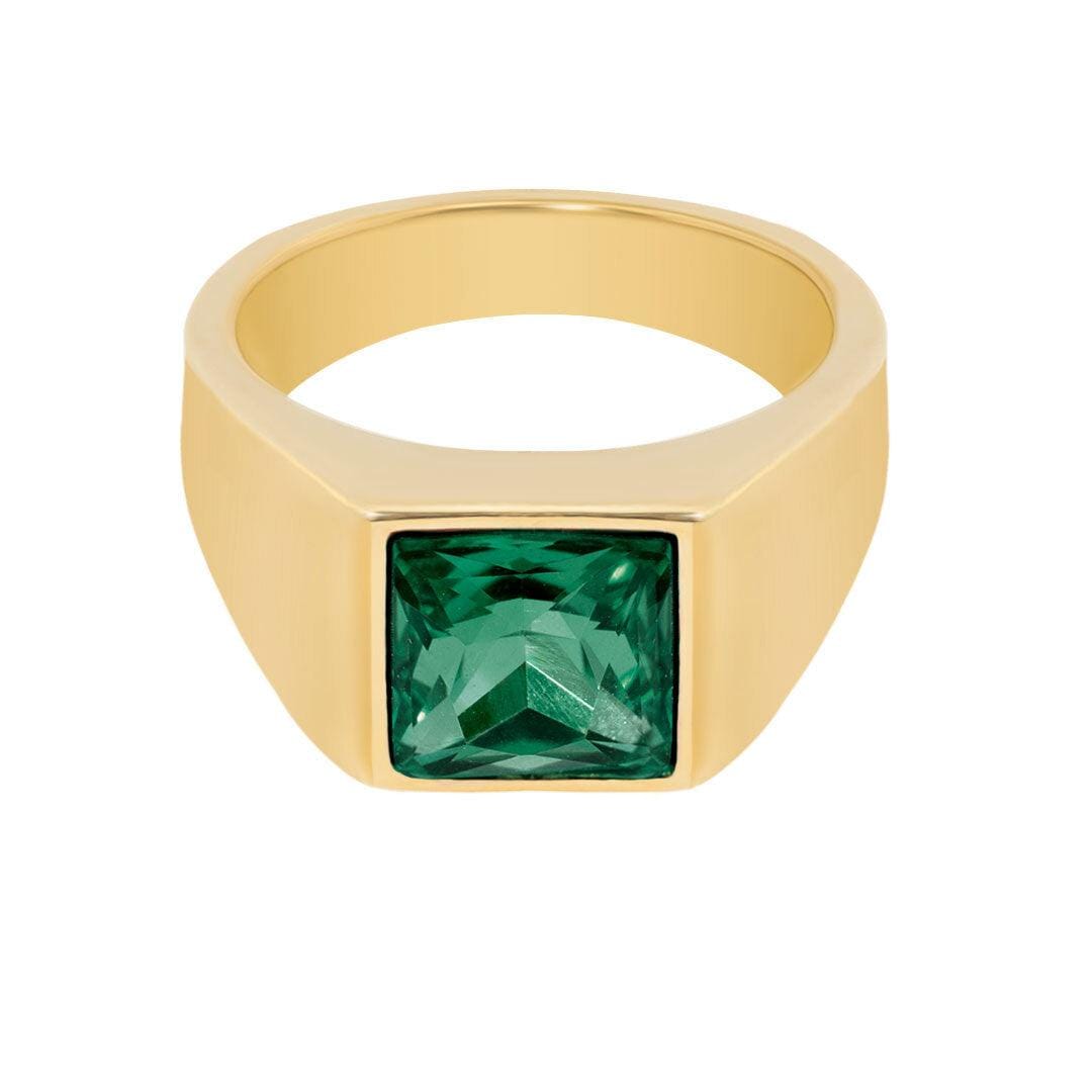 BohoMoon Stainless Steel Emerald Ring Gold / US 7 / UK N / EUR 54 (medium)