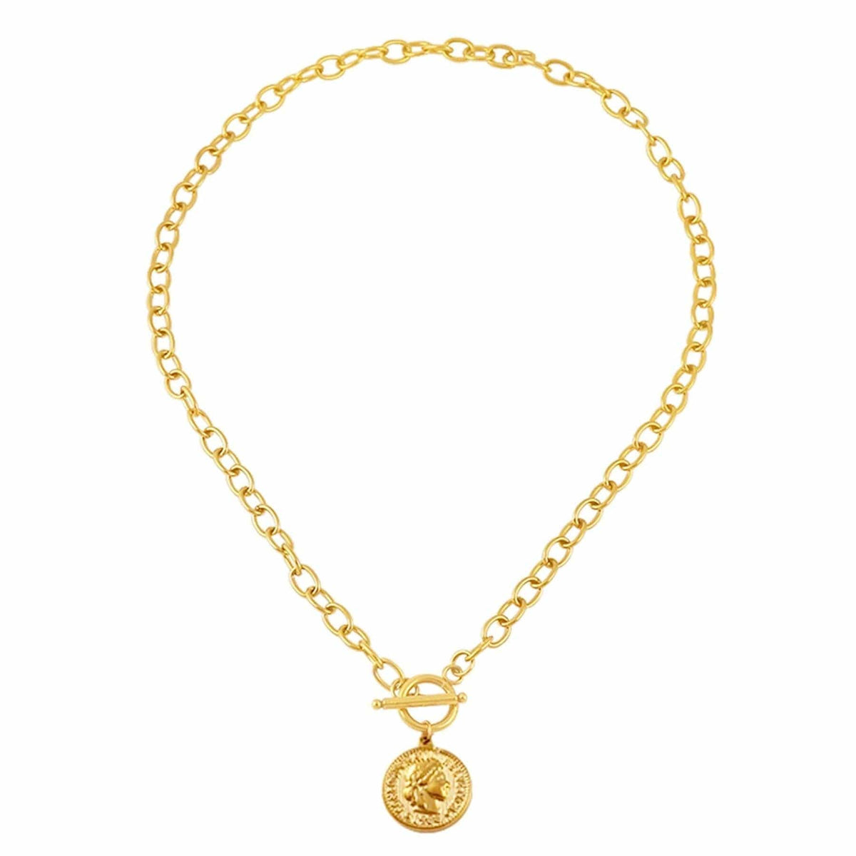 BohoMoon Stainless Steel Imogen Coin Tbar Necklace Gold