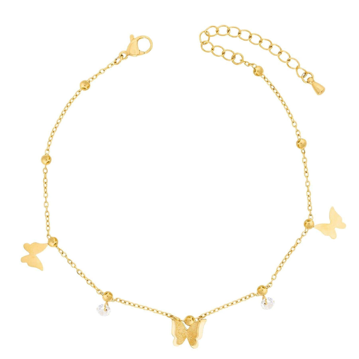 BohoMoon Stainless Steel Kinsley Butterfly Anklet Gold