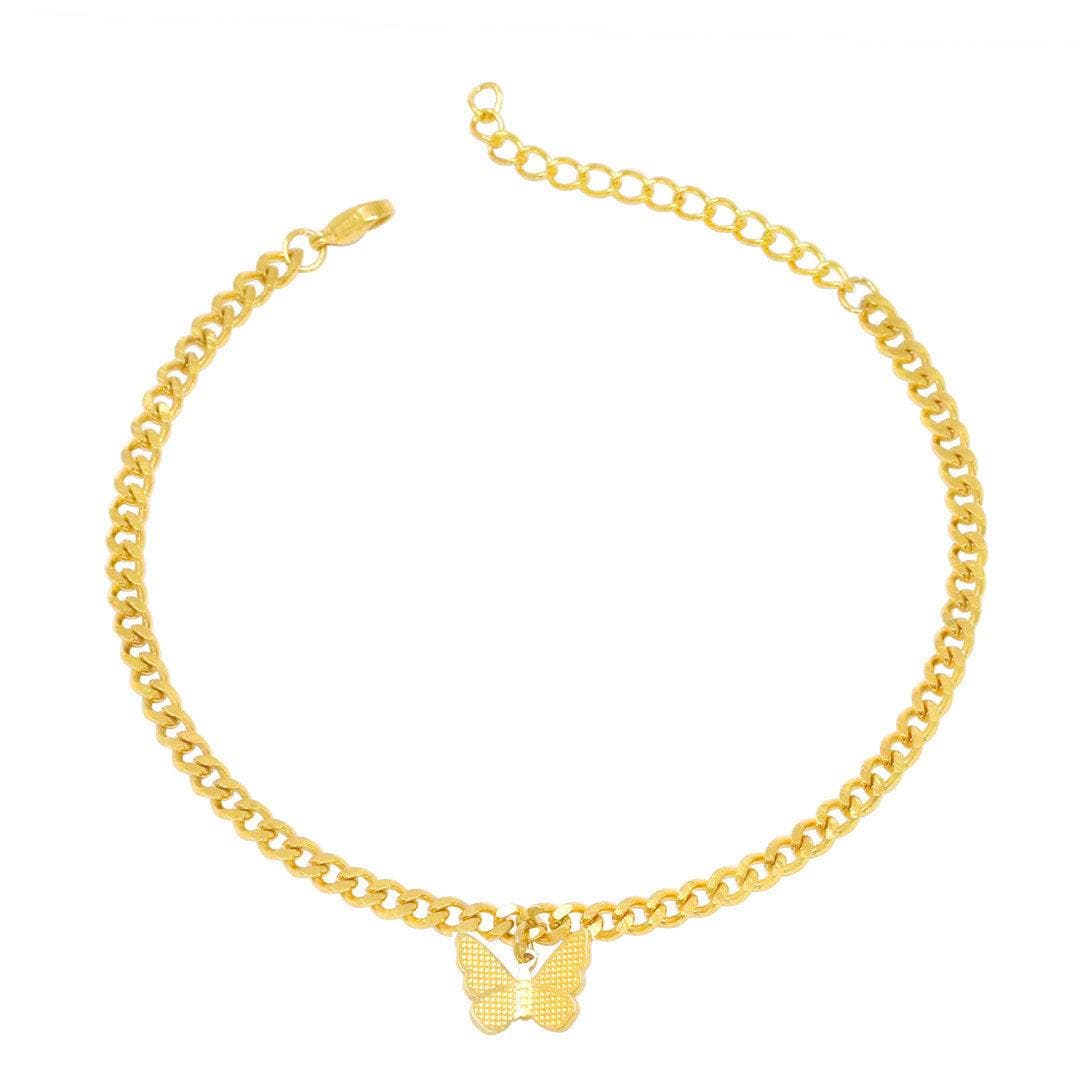 BohoMoon Stainless Steel Lissie Butterfly Anklet Gold