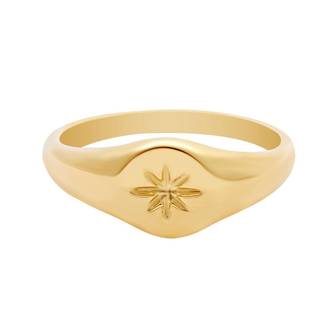 BohoMoon Stainless Steel Mini Star Signet Ring Gold / US 6 / UK L / EUR 51 (small)