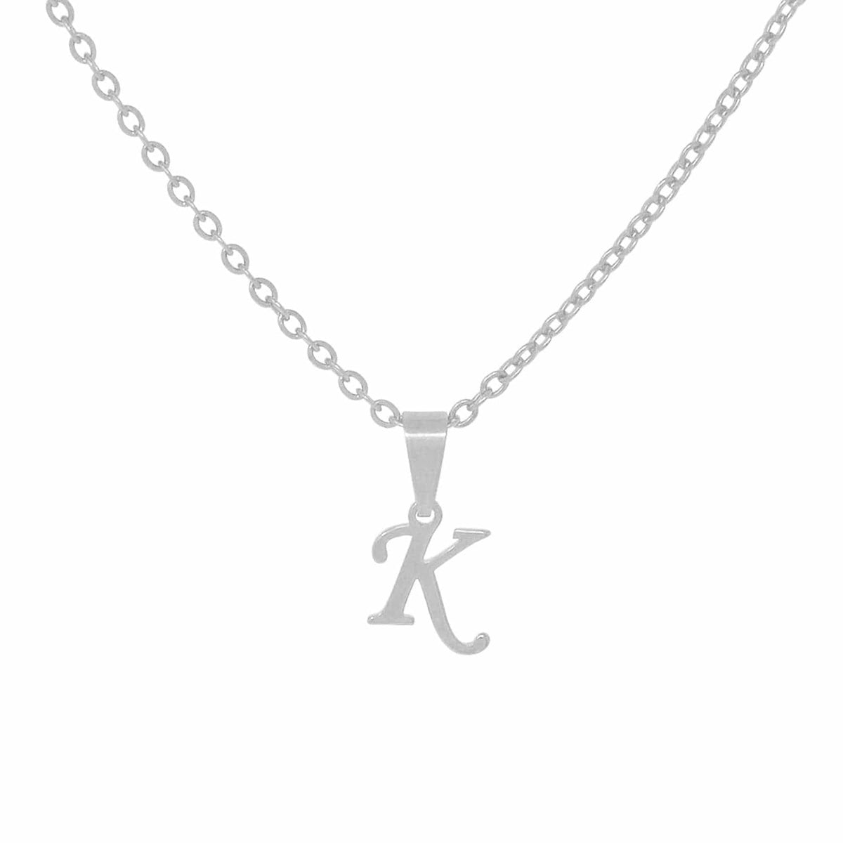 BohoMoon Stainless Steel Petite Initial Choker / Necklace Silver / A / Choker