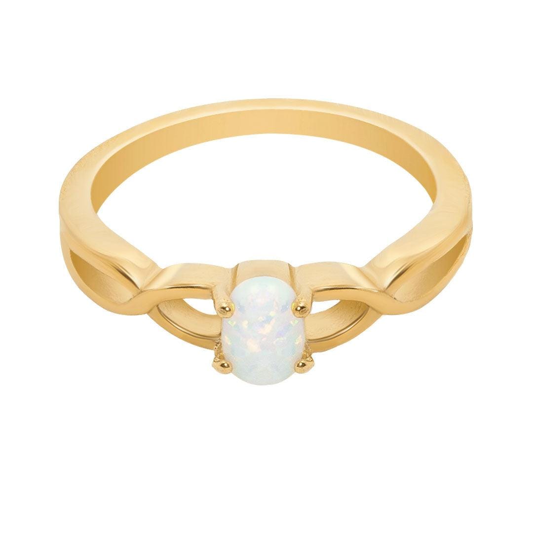 BohoMoon Stainless Steel Rita Opal Ring Gold / US 6 / UK L / EUR 51 (small)