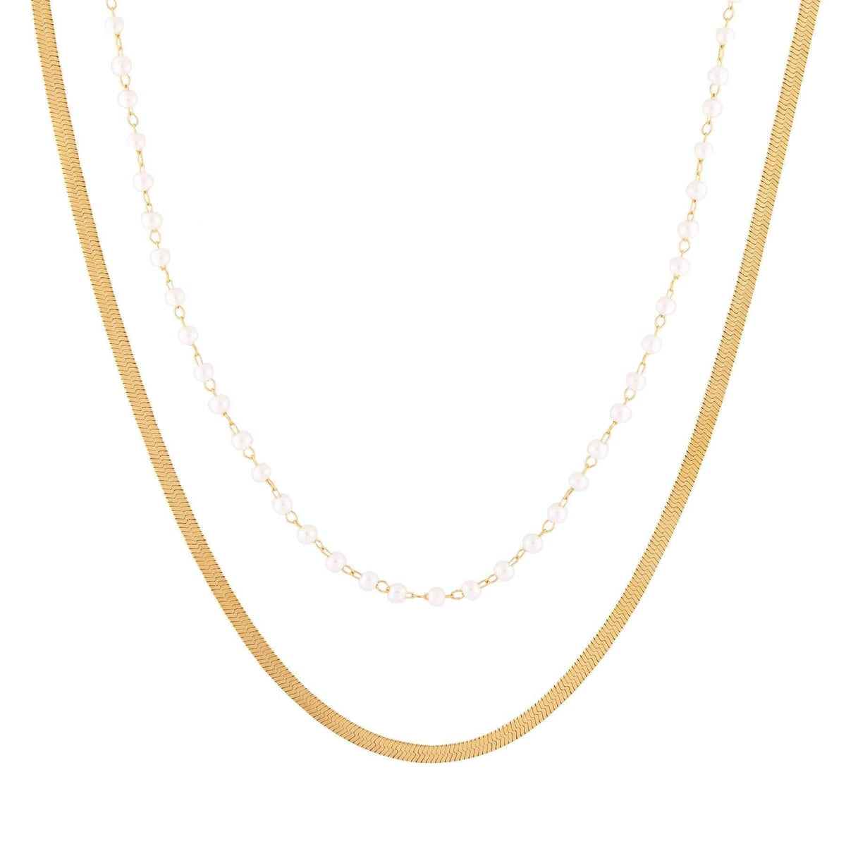 BohoMoon Stainless Steel Siesta Layered Pearl Necklace Gold