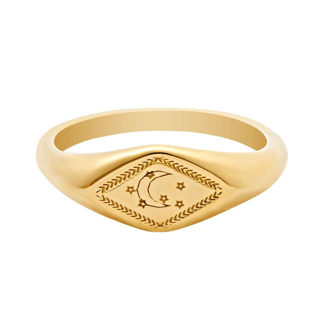 BohoMoon Stainless Steel Sweet Dreams Signet Ring Gold / US 6 / UK L / EUR 51 (small)